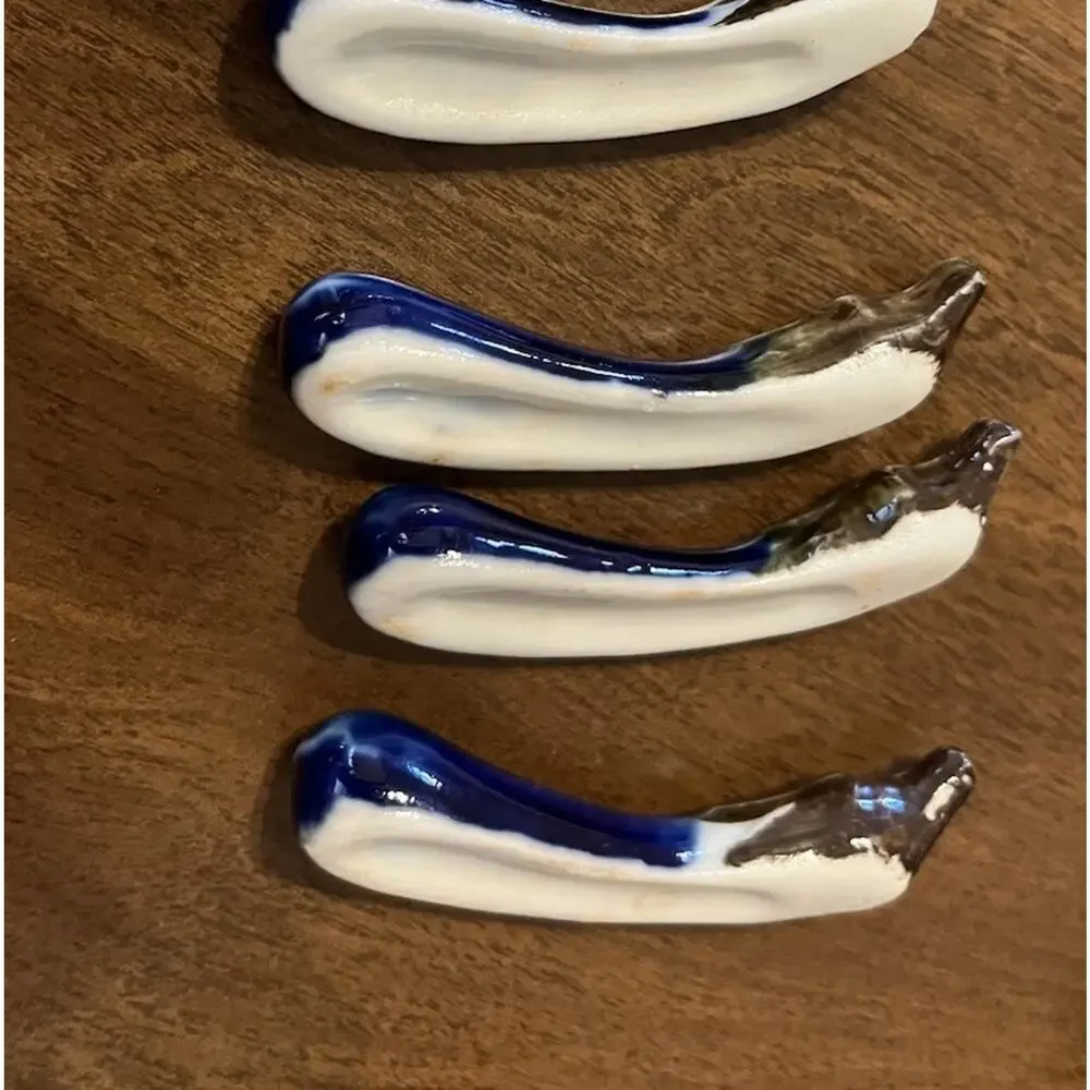 VTG Japan Eggplant chopstick rests Glazed Ceramic Purple Blue Lot Of 5